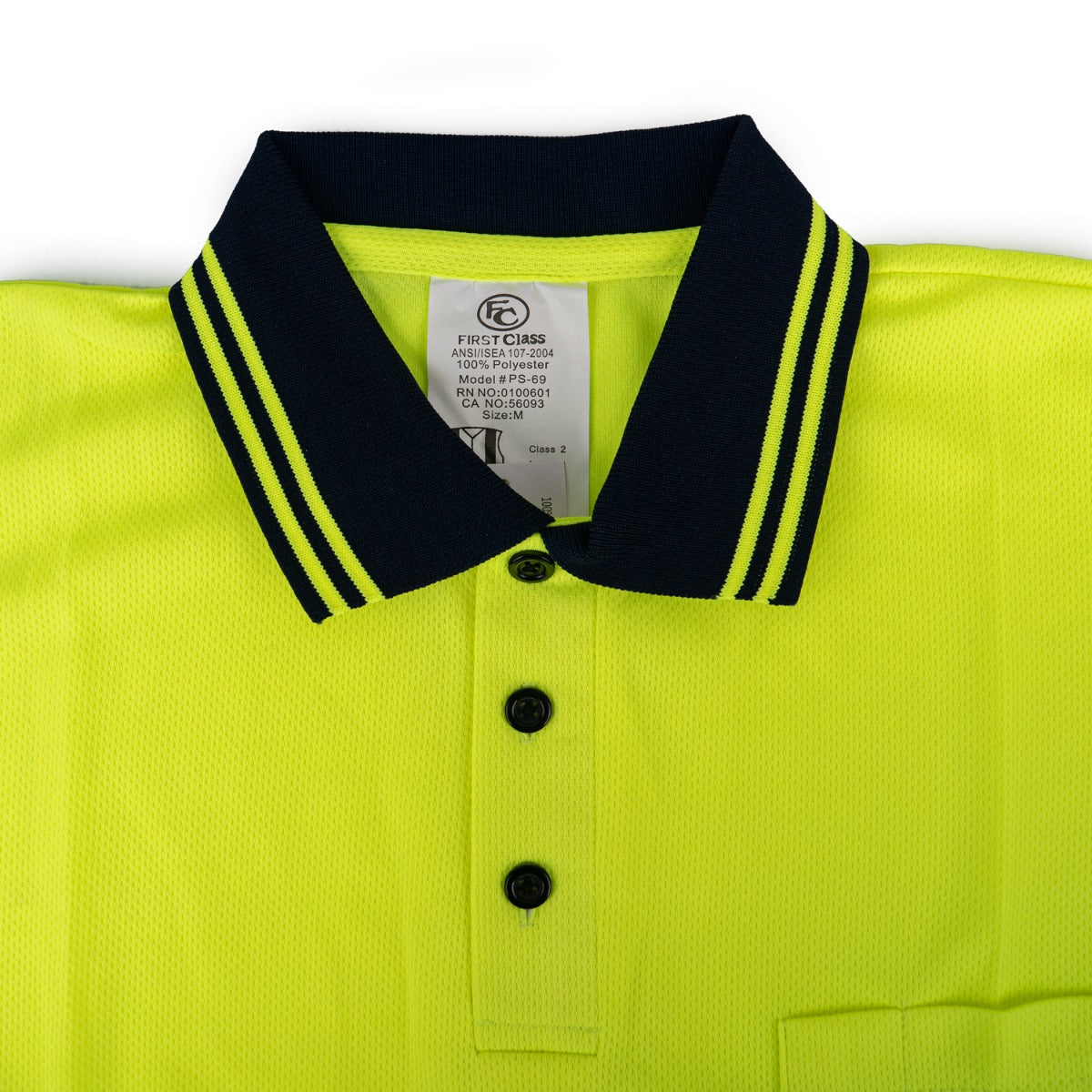 Polyester Short Sleeve Lime Green Polo Shirt with Reflective Stripe (Police ID)