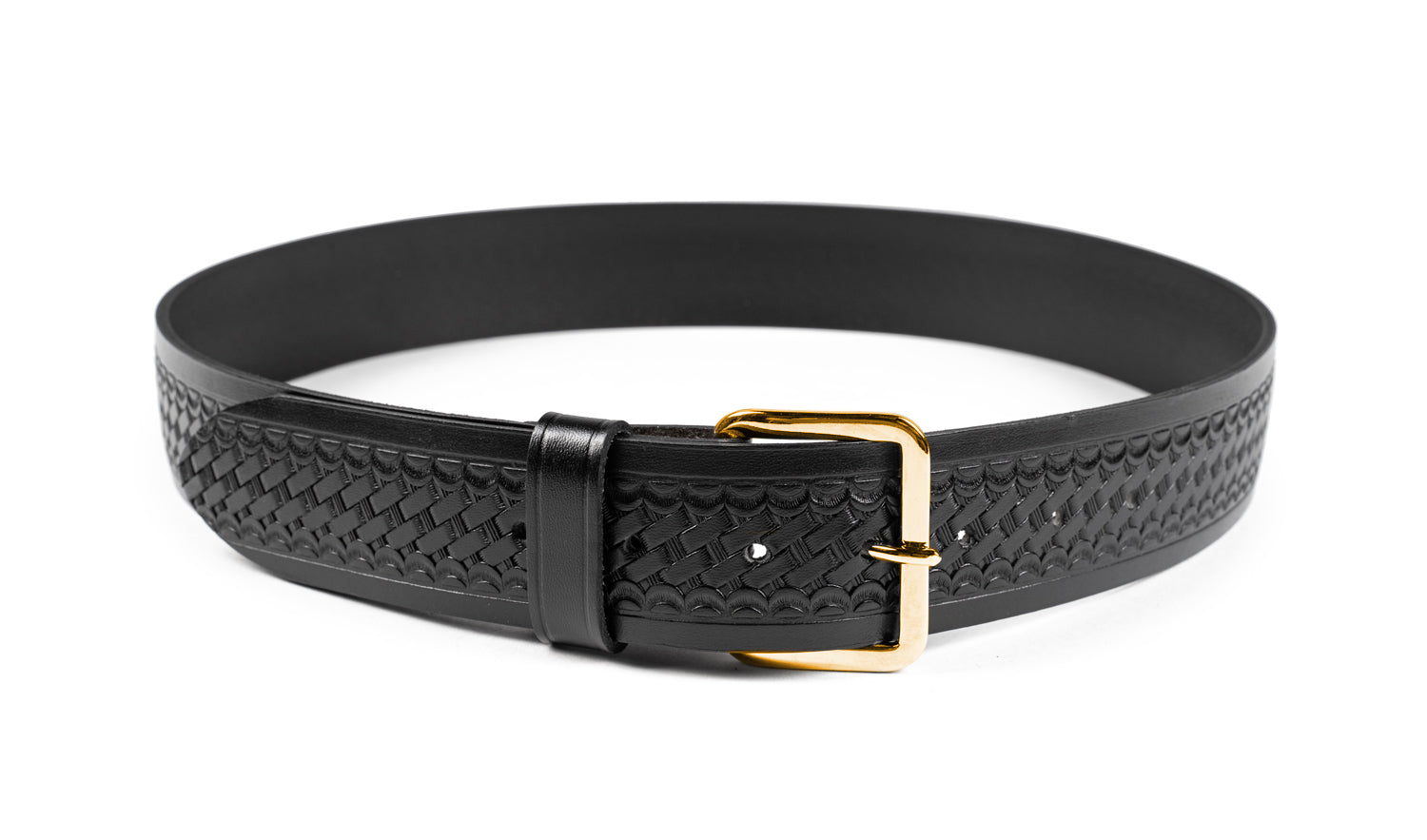 Ryno Gear 1.5" Basket Weave Leather Trouser Duty Belt (Brass Buckle)