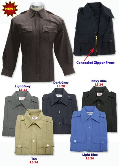 100% Polyester Zippered Long Sleeve Uniform Shirts