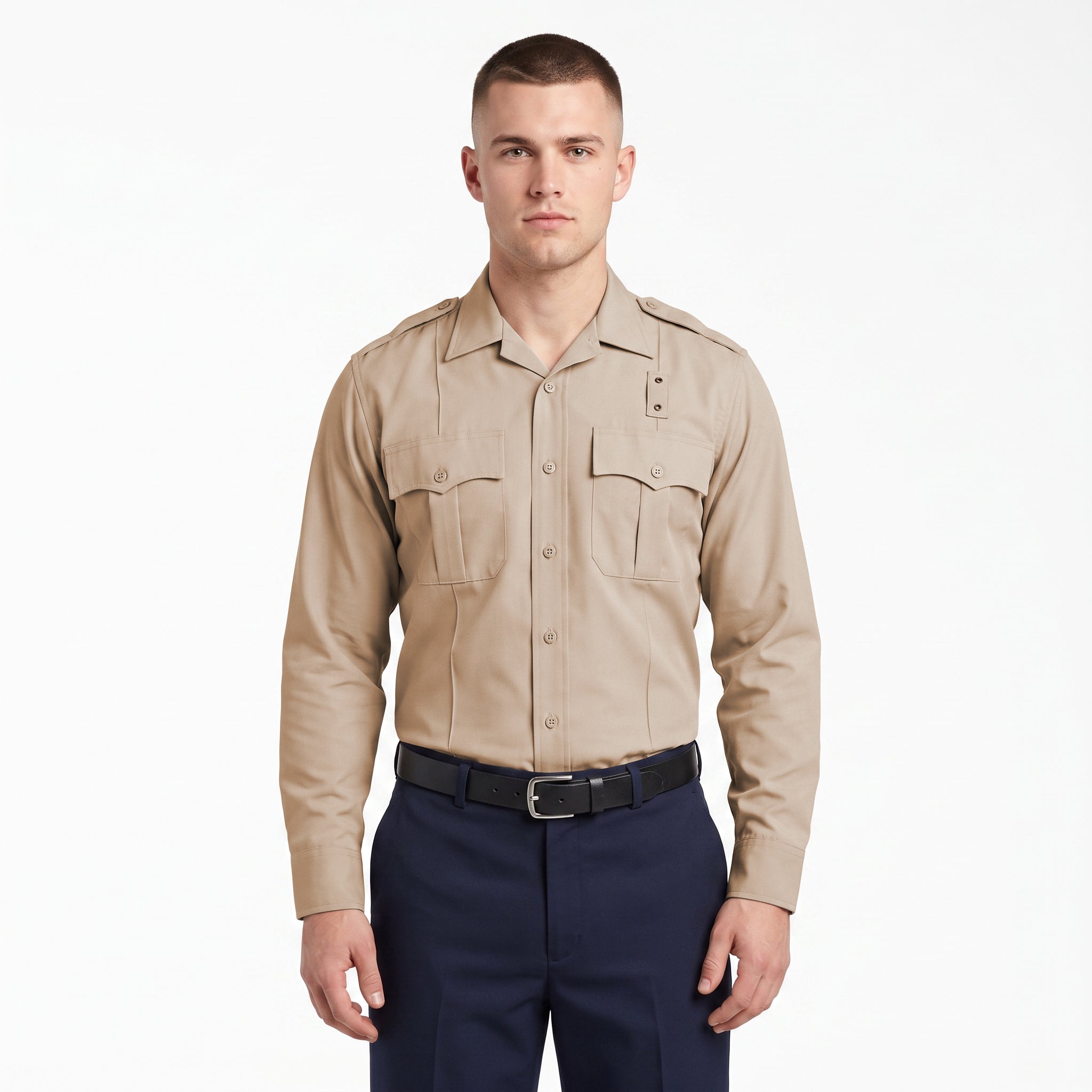 Sheriff/Police Poly-Cotton Rip-Stop Class B Tan Long Sleeve Shirt