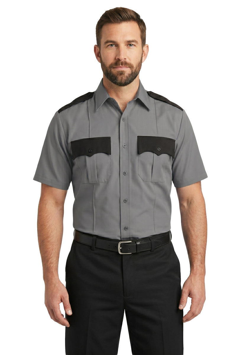 First Class 100% Polyester Two Tone Short Sleeve Uniform Shirt