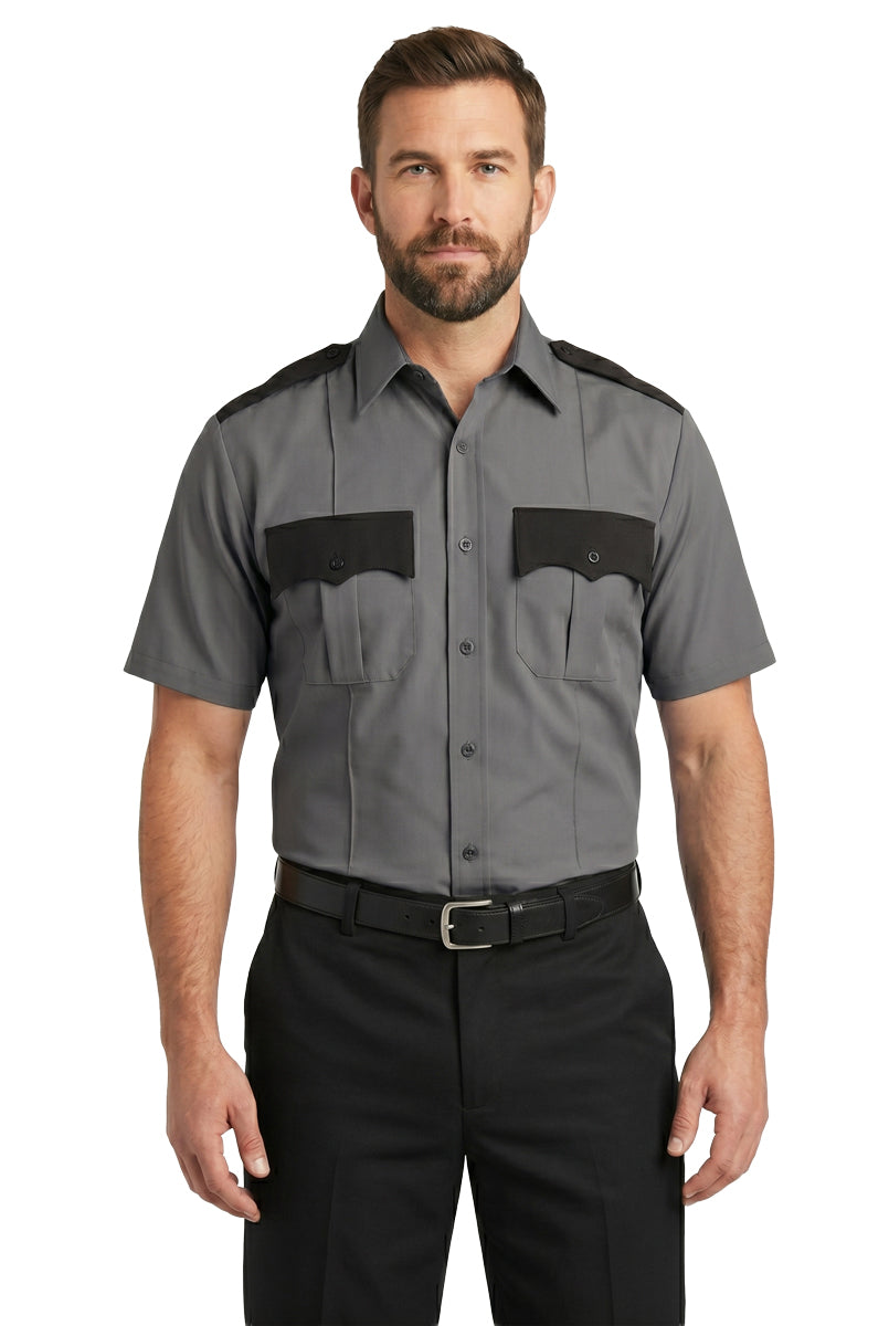 First Class 100% Polyester Two Tone Short Sleeve Uniform Shirt