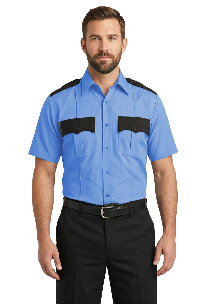 First Class 100% Polyester Two Tone Short Sleeve Uniform Shirt