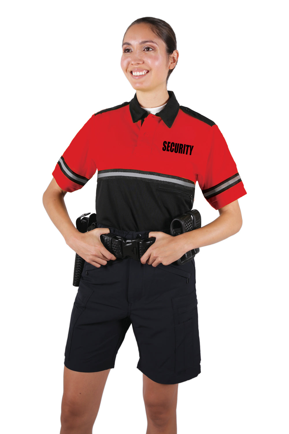 Ryno Gear Two Tone 100% Polyester Security Bike Patrol Short Sleeve Polo Shirt with Zipper Pocket