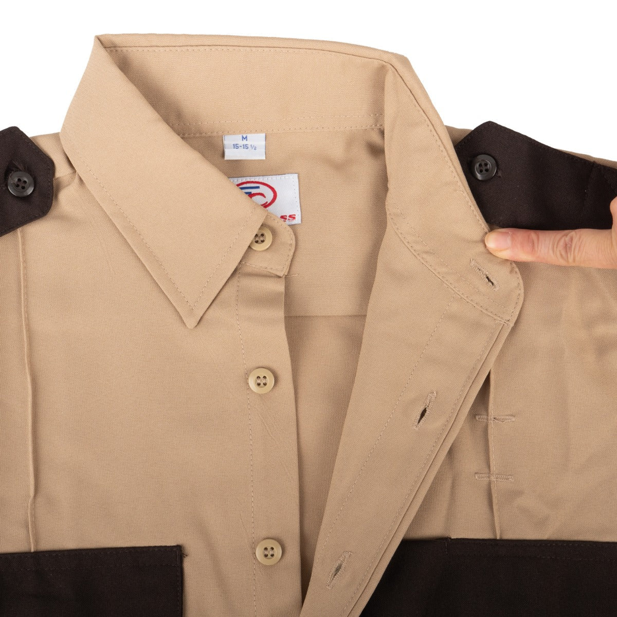 First Class 100% Polyester Two Tone Short Sleeve Uniform Shirt