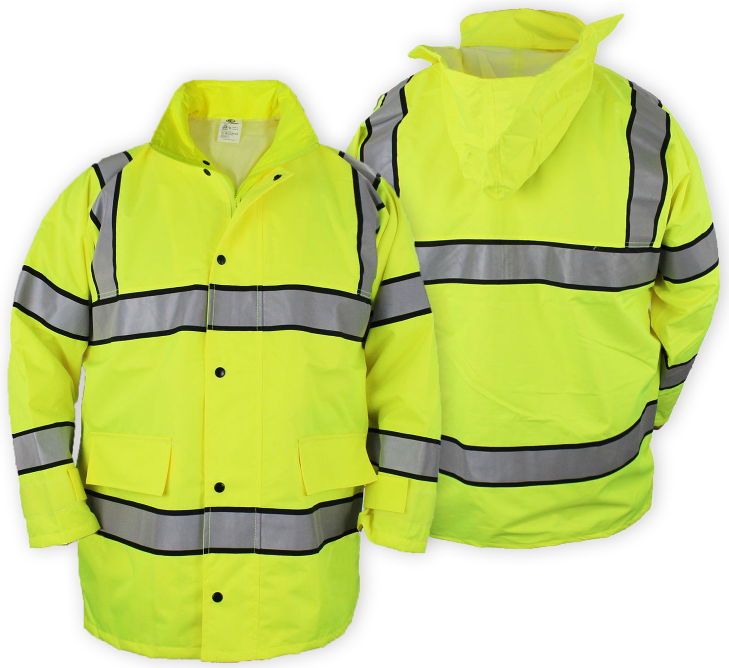 High Visibility Raincoat with Reflective Stripes (Lime Green)