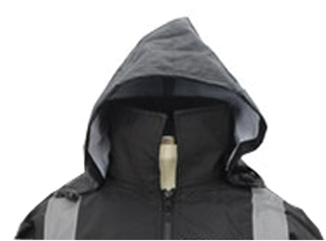 High Visibility Raincoat With Reflective Stripes (Black)
