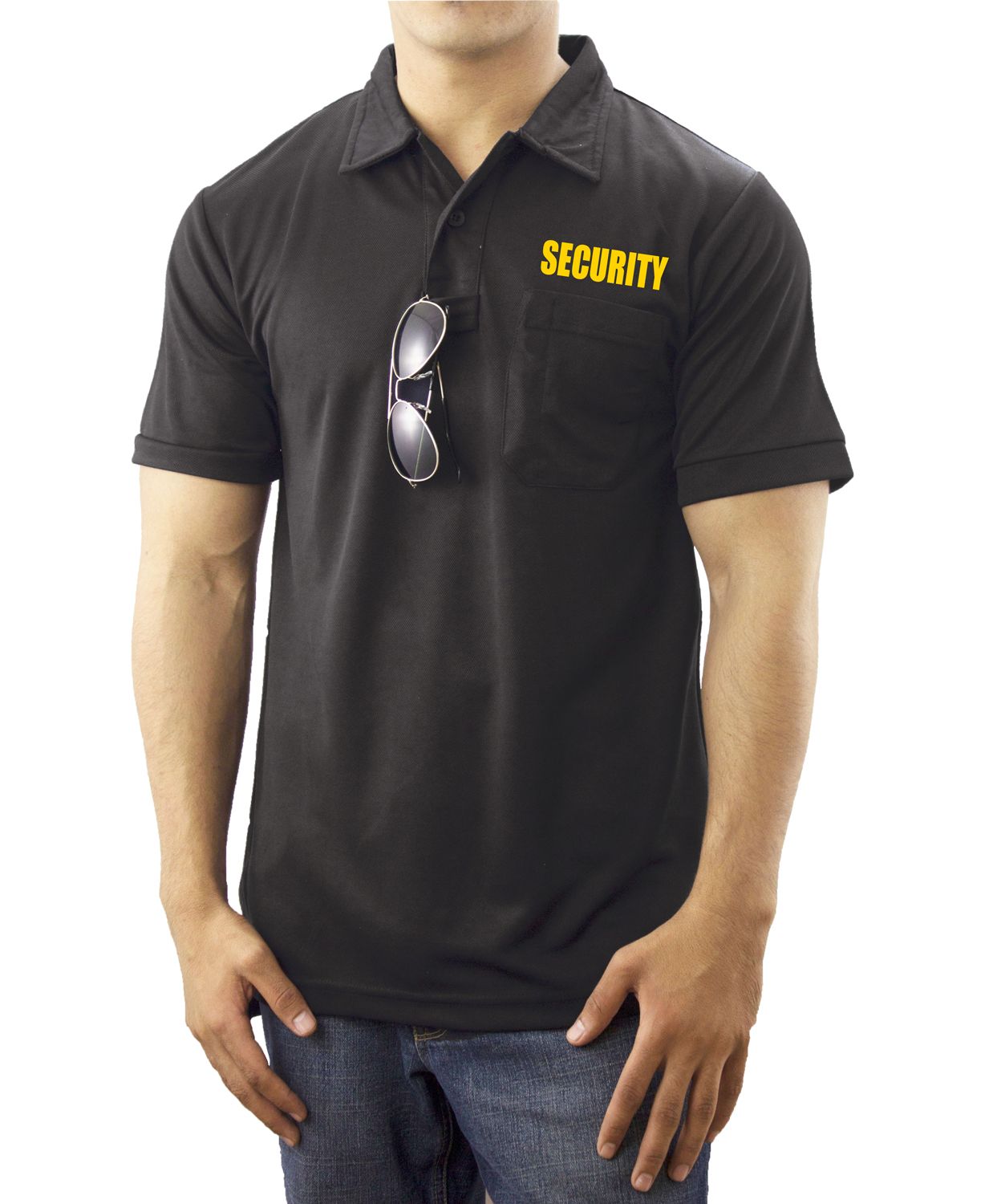 Ryno Gear Men's Polyester Short Sleeve Polo Shirt With Pocket (Security ID)