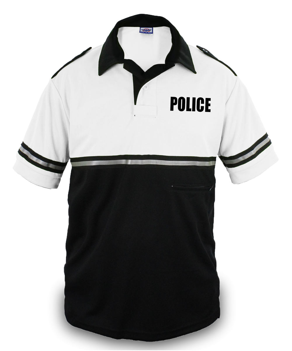 Ryno Gear Two Tone 100% Polyester Police Bike Patrol Short Sleeve Polo Shirt with Zipper Pocket