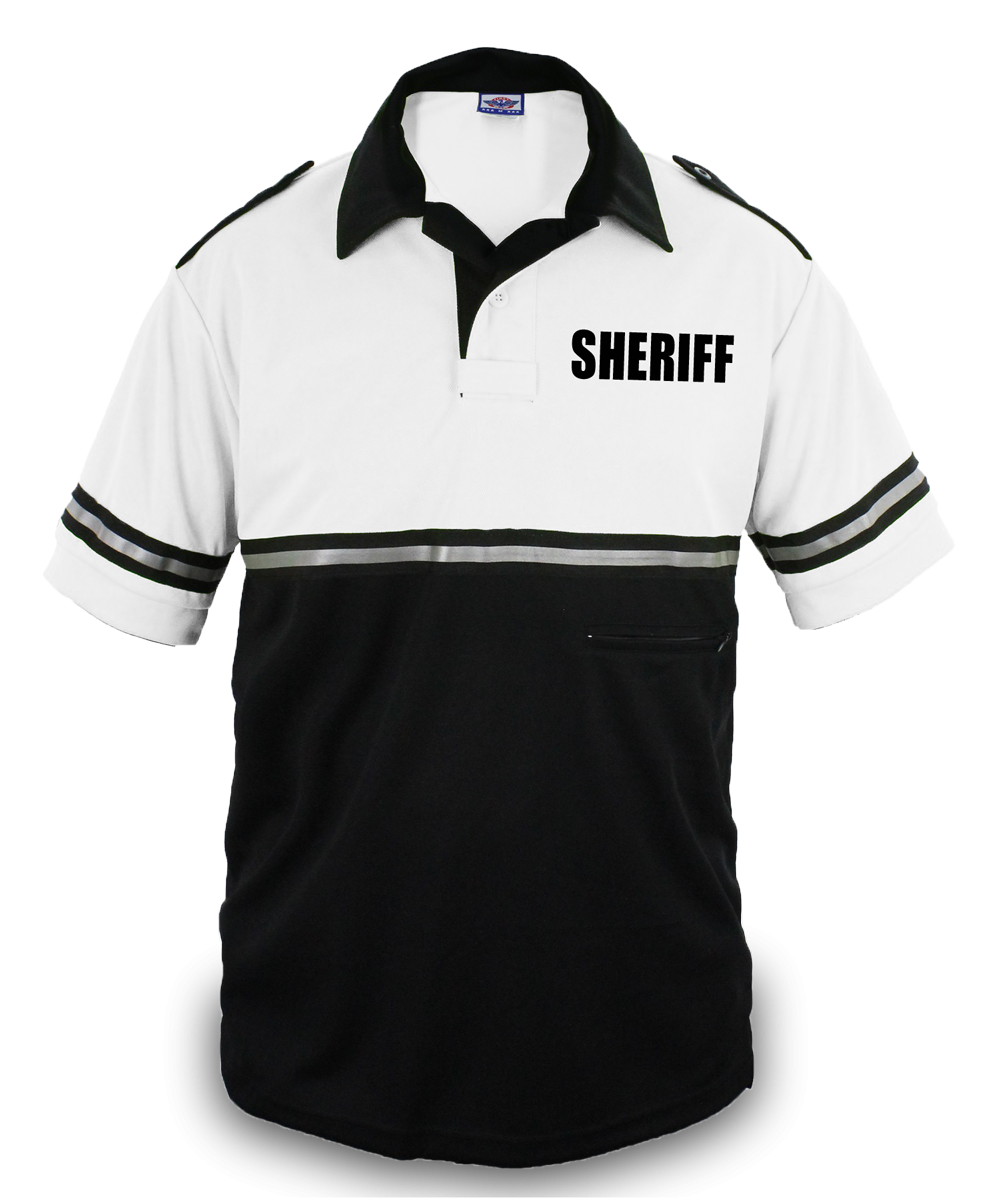 Ryno Gear Two Tone 100% Polyester Sheriff Bike Patrol Short Sleeve Polo Shirt with Zipper Pocket