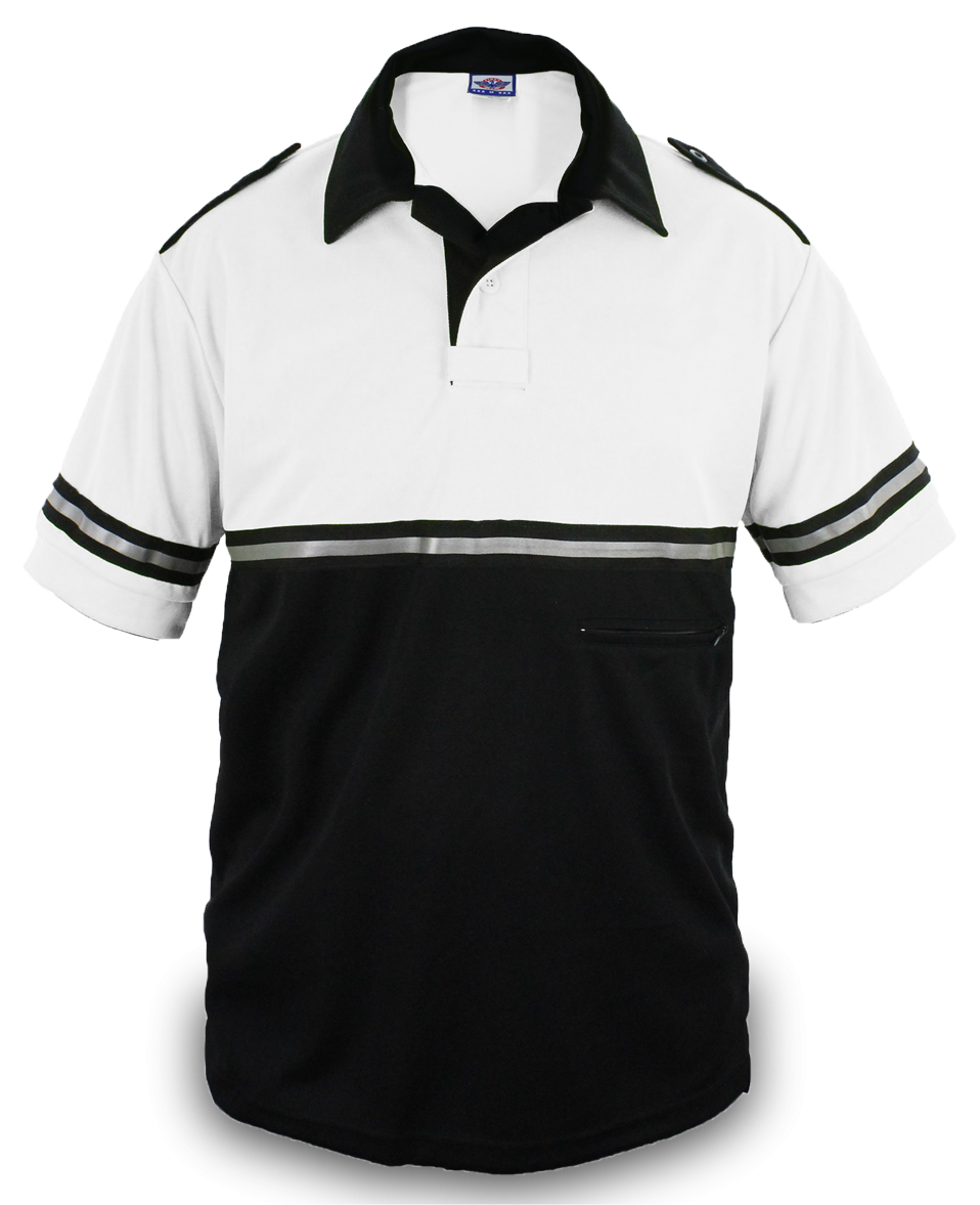 Ryno Gear Two Tone 100% Polyester Bike Patrol Short Sleeve Polo Shirt with Zipper Pocket