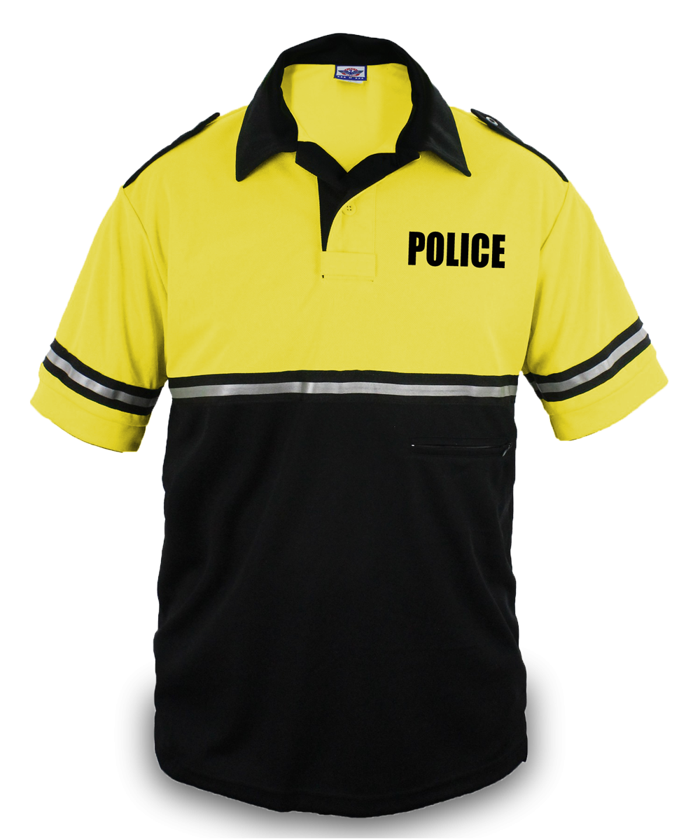 Ryno Gear Two Tone 100% Polyester Police Bike Patrol Short Sleeve Polo Shirt with Zipper Pocket