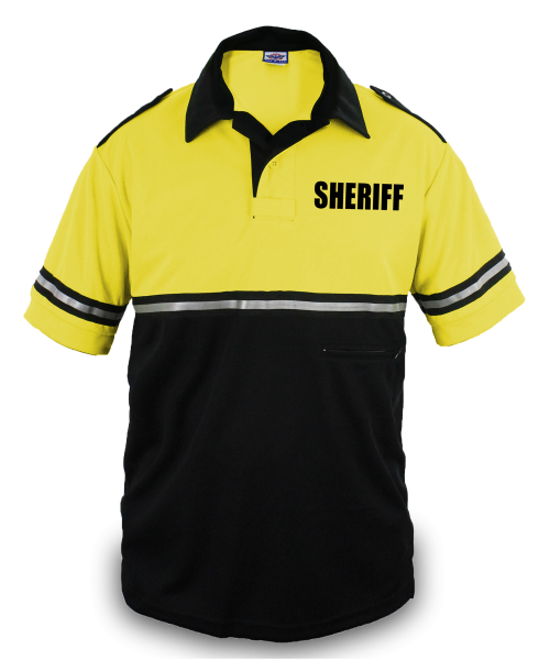 Ryno Gear Two Tone 100% Polyester Sheriff Bike Patrol Short Sleeve Polo Shirt with Zipper Pocket