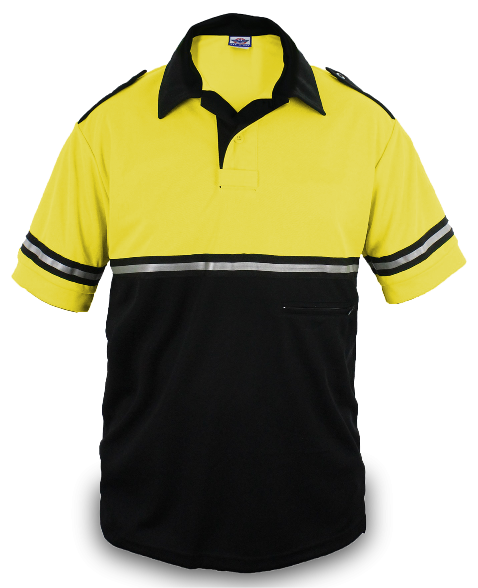 Ryno Gear Two Tone 100% Polyester Bike Patrol Short Sleeve Polo Shirt with Zipper Pocket