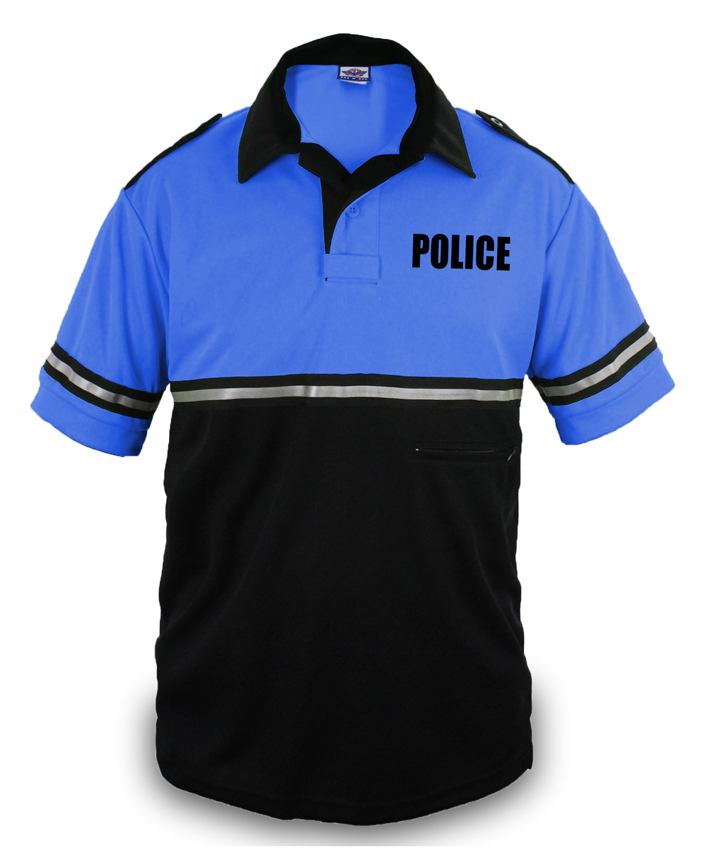 Ryno Gear Two Tone 100% Polyester Police Bike Patrol Short Sleeve Polo Shirt with Zipper Pocket