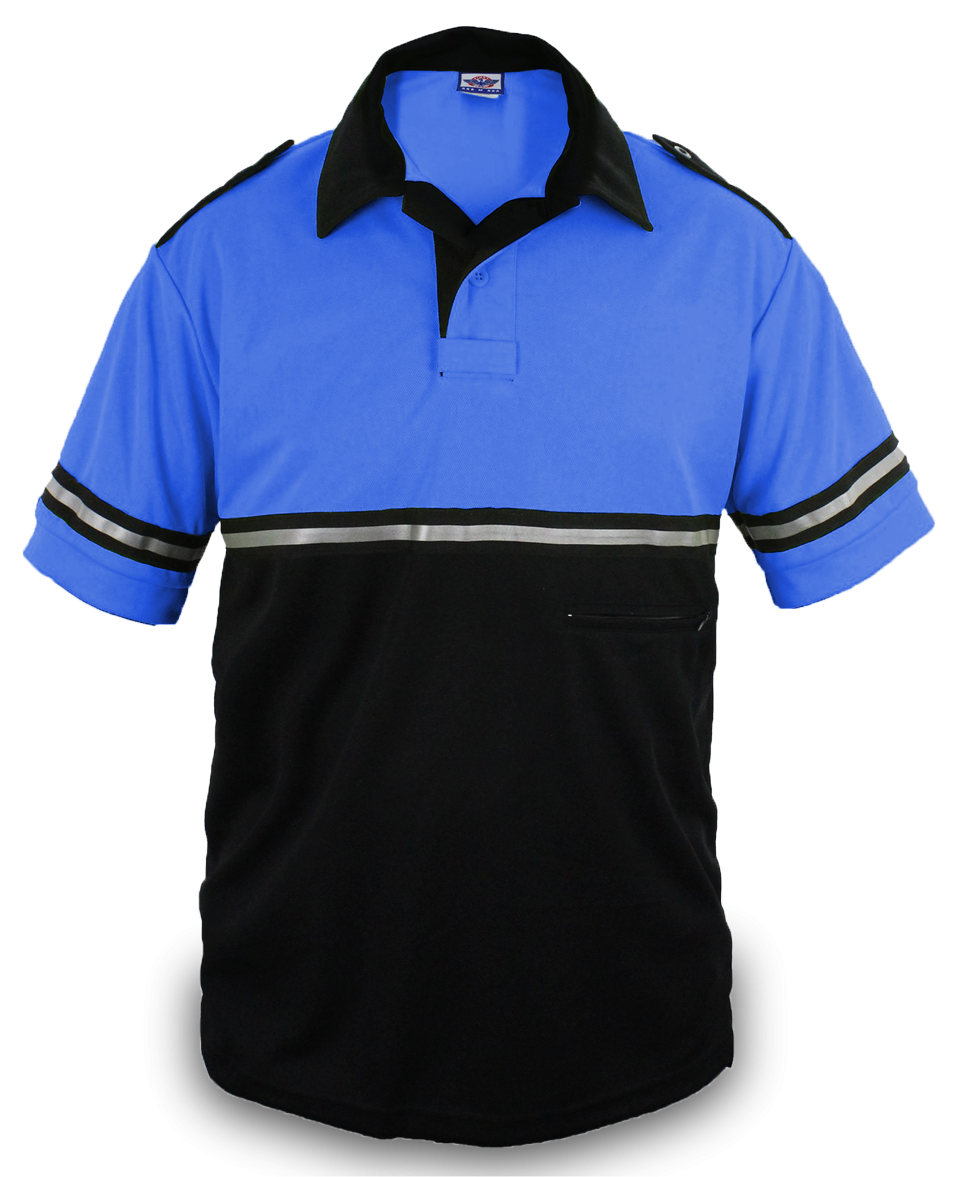 Ryno Gear Two Tone 100% Polyester Bike Patrol Short Sleeve Polo Shirt with Zipper Pocket