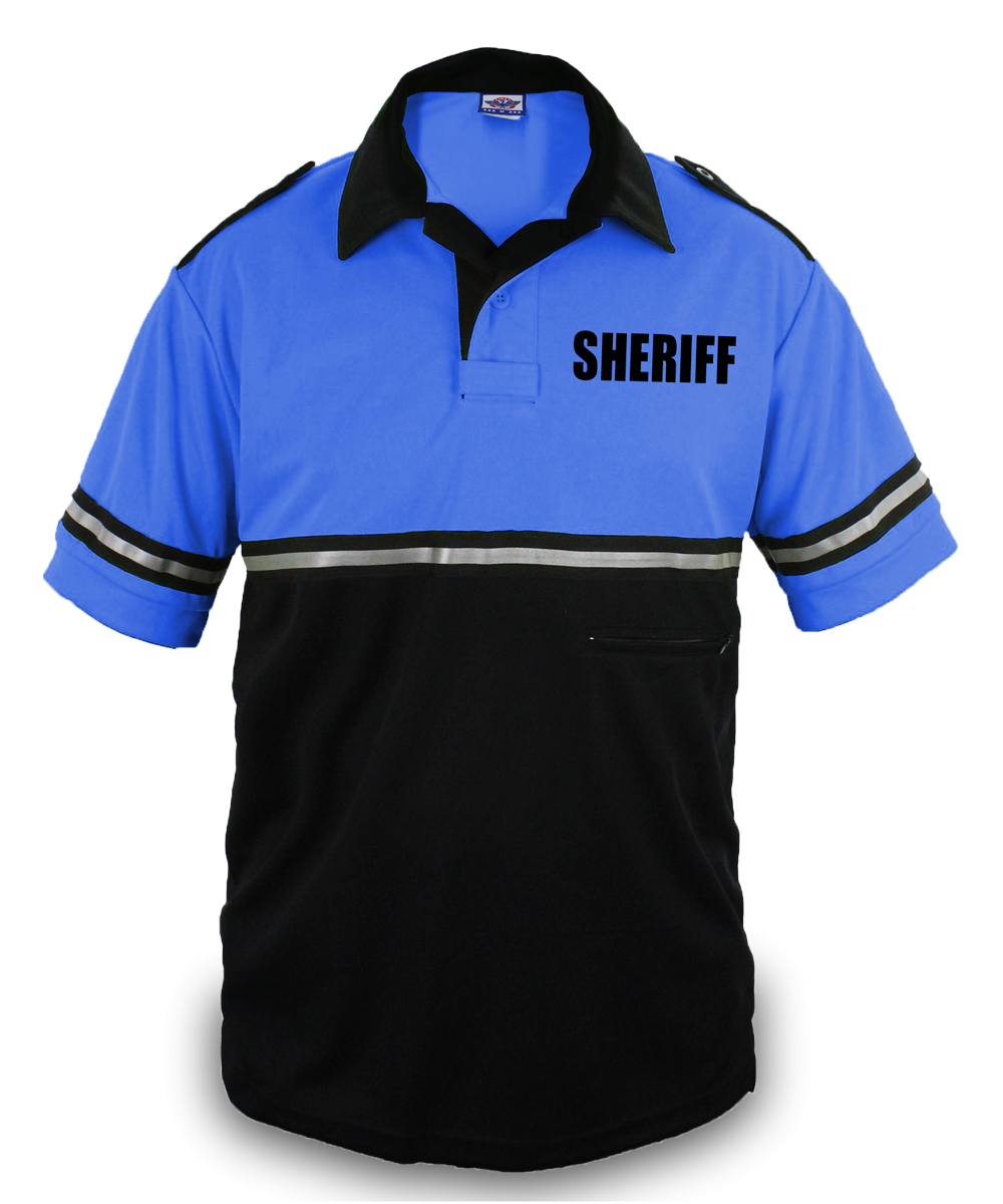 Ryno Gear Two Tone 100% Polyester Sheriff Bike Patrol Short Sleeve Polo Shirt with Zipper Pocket