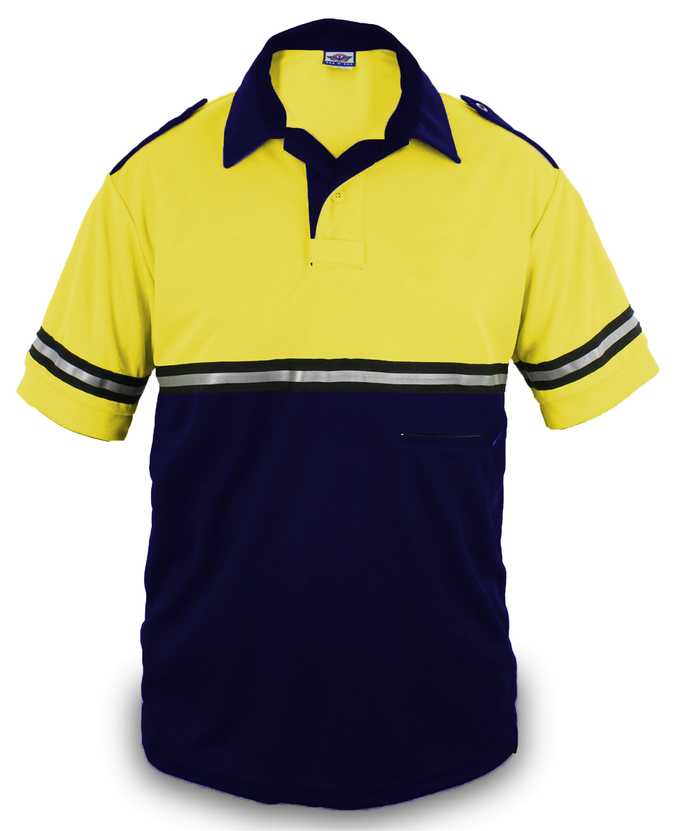 Ryno Gear Two Tone 100% Polyester Bike Patrol Short Sleeve Polo Shirt with Zipper Pocket