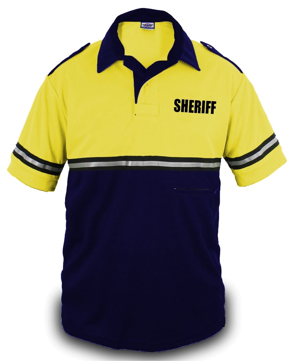 Ryno Gear Two Tone 100% Polyester Sheriff Bike Patrol Short Sleeve Polo Shirt with Zipper Pocket