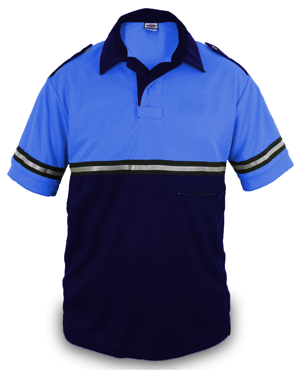 Ryno Gear Two Tone 100% Polyester Bike Patrol Short Sleeve Polo Shirt with Zipper Pocket