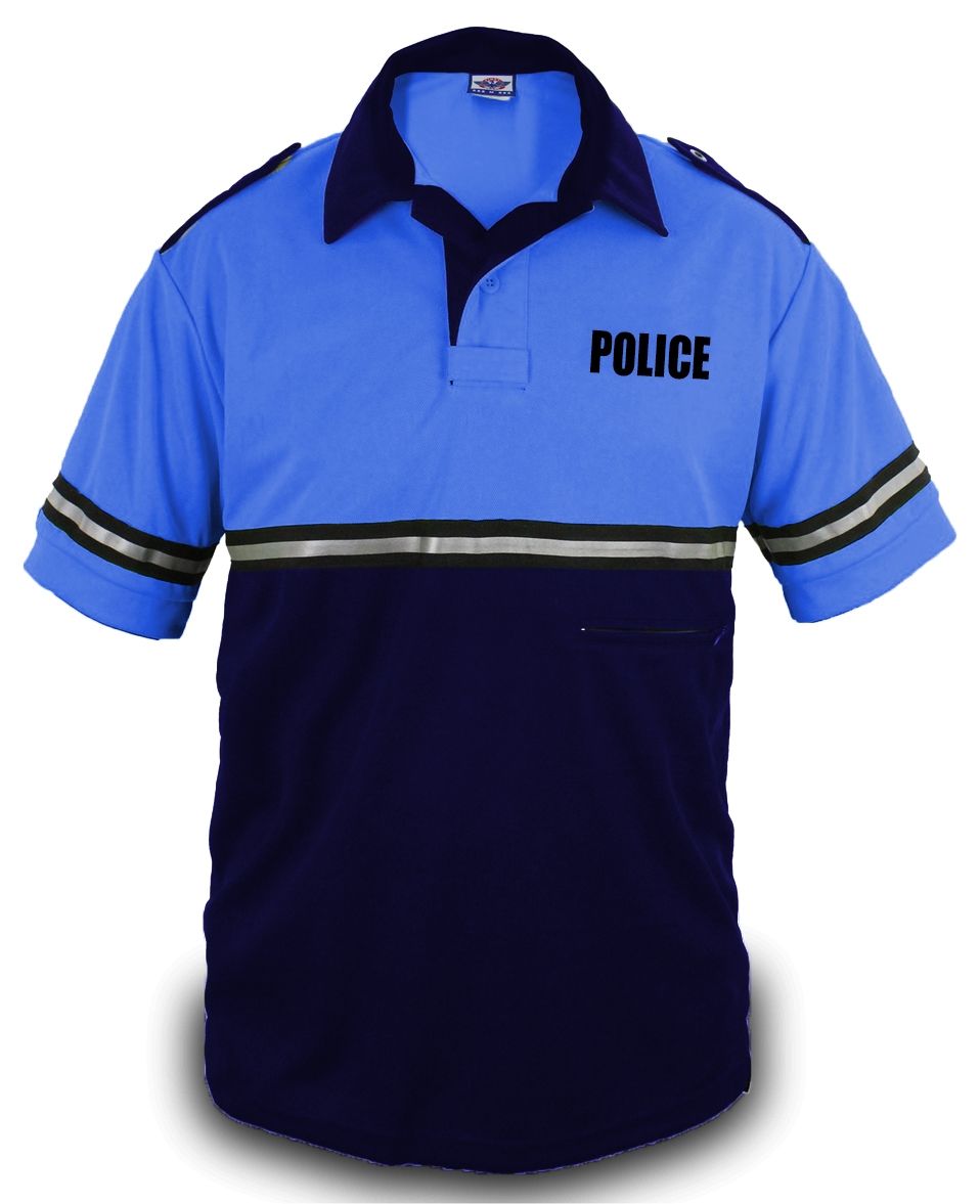 Ryno Gear Two Tone 100% Polyester Police Bike Patrol Short Sleeve Polo Shirt with Zipper Pocket