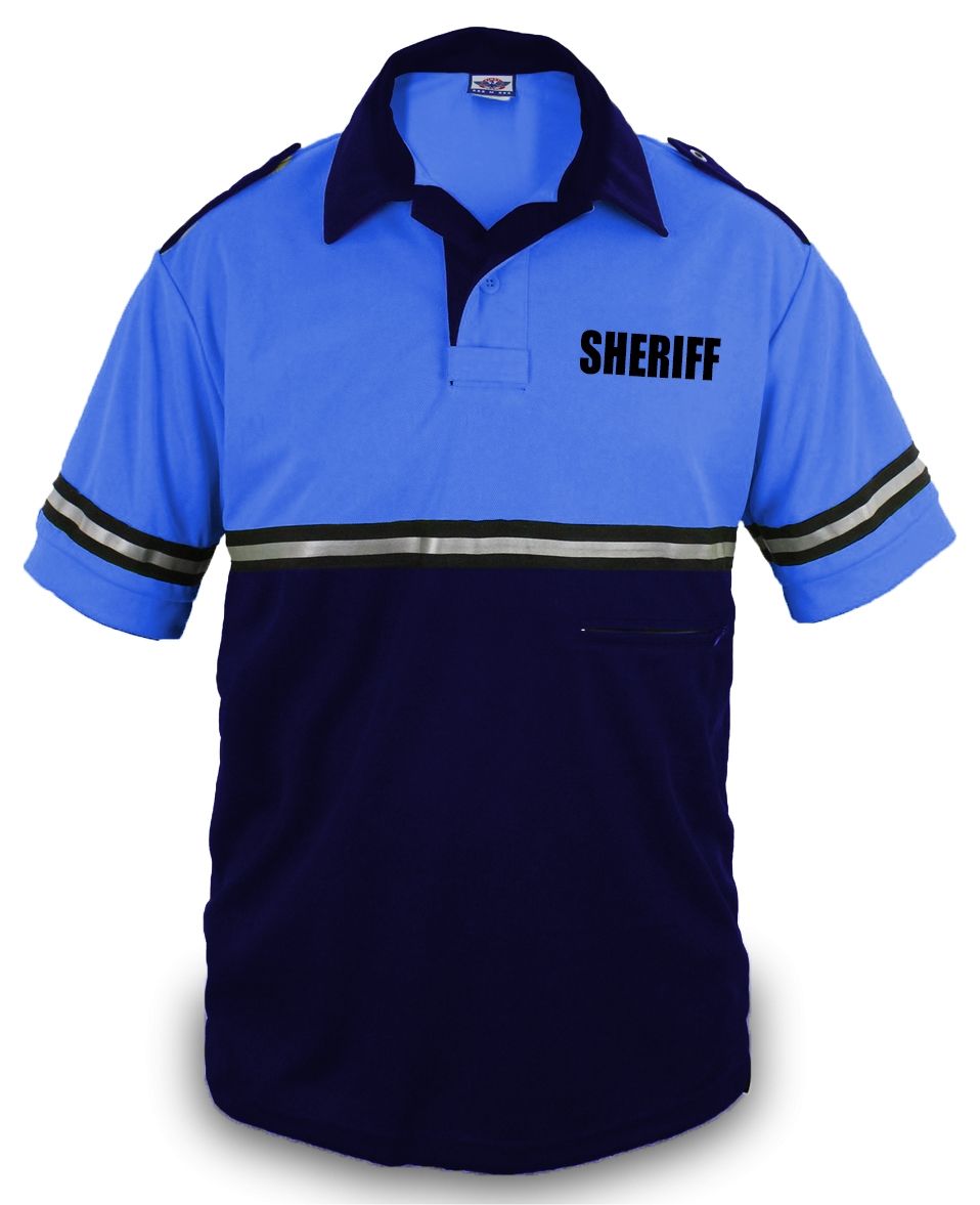 Ryno Gear Two Tone 100% Polyester Sheriff Bike Patrol Short Sleeve Polo Shirt with Zipper Pocket