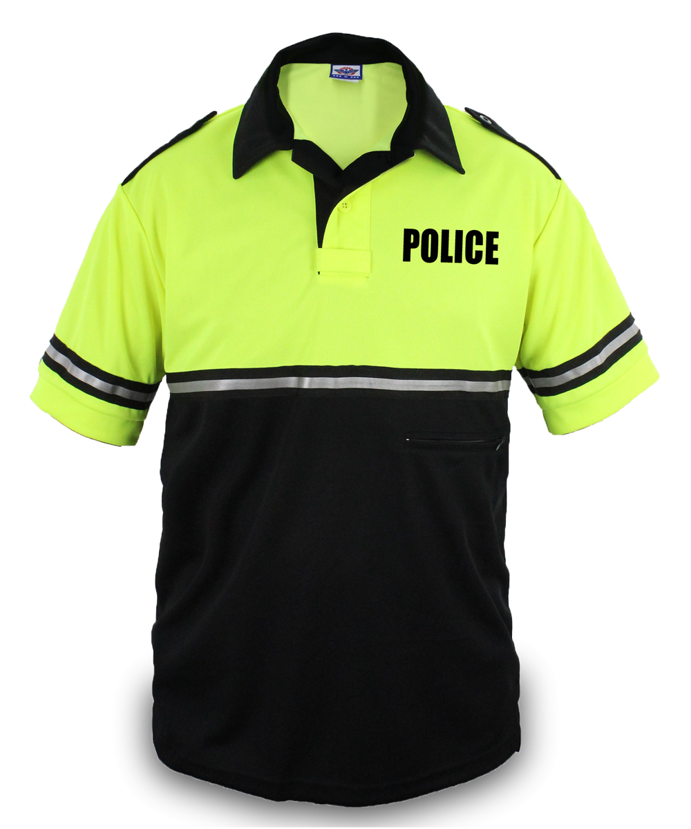 Ryno Gear Two Tone 100% Polyester Police Bike Patrol Short Sleeve Polo Shirt with Zipper Pocket