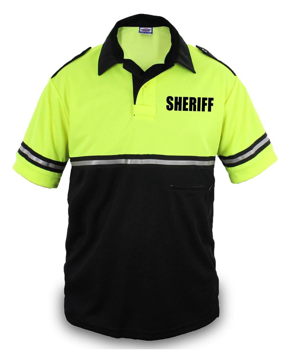 Ryno Gear Two Tone 100% Polyester Sheriff Bike Patrol Short Sleeve Polo Shirt with Zipper Pocket