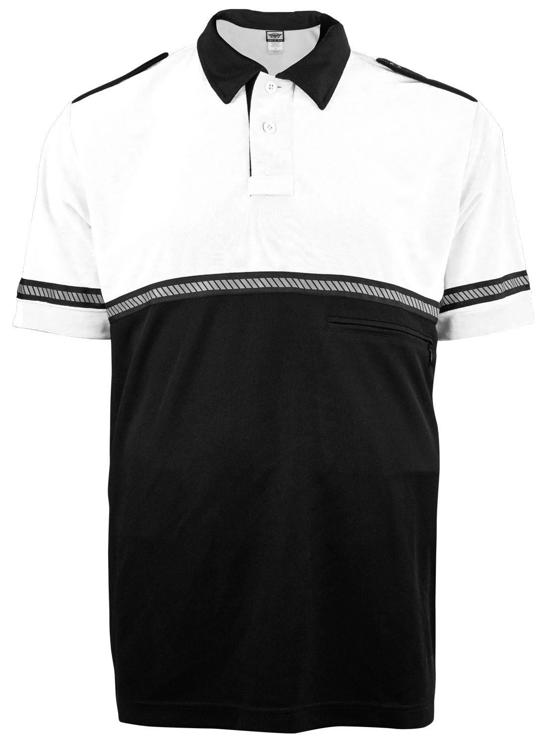 Ryno Gear Two Tone 100% Polyester Bike Patrol Short Sleeve Polo Shirt with Zipper Pocket and Hash Reflective Tape (No ID)