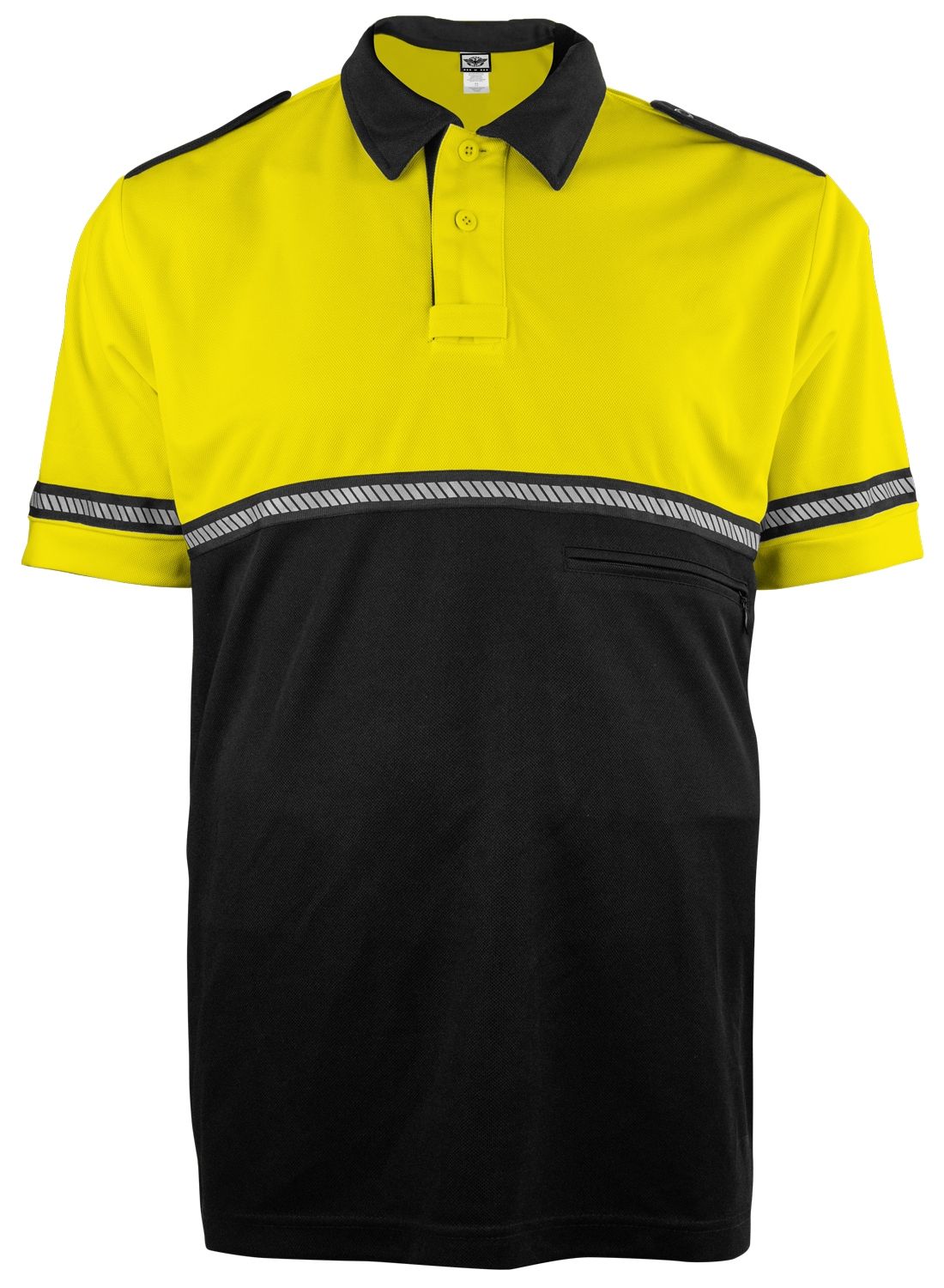 Ryno Gear Two Tone 100% Polyester Bike Patrol Short Sleeve Polo Shirt with Zipper Pocket and Hash Reflective Tape (No ID)