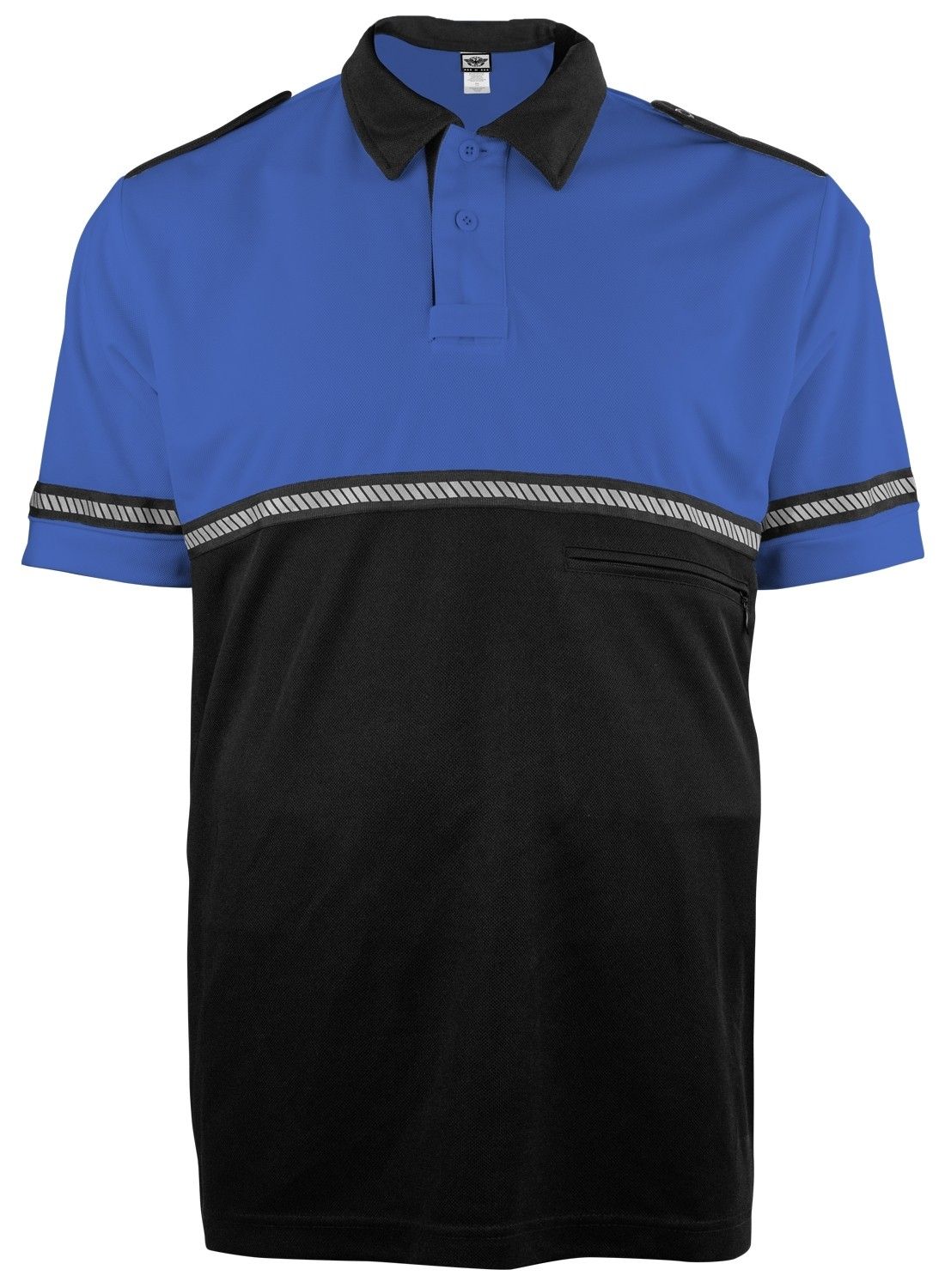 Ryno Gear Two Tone 100% Polyester Bike Patrol Short Sleeve Polo Shirt with Zipper Pocket and Hash Reflective Tape (No ID)