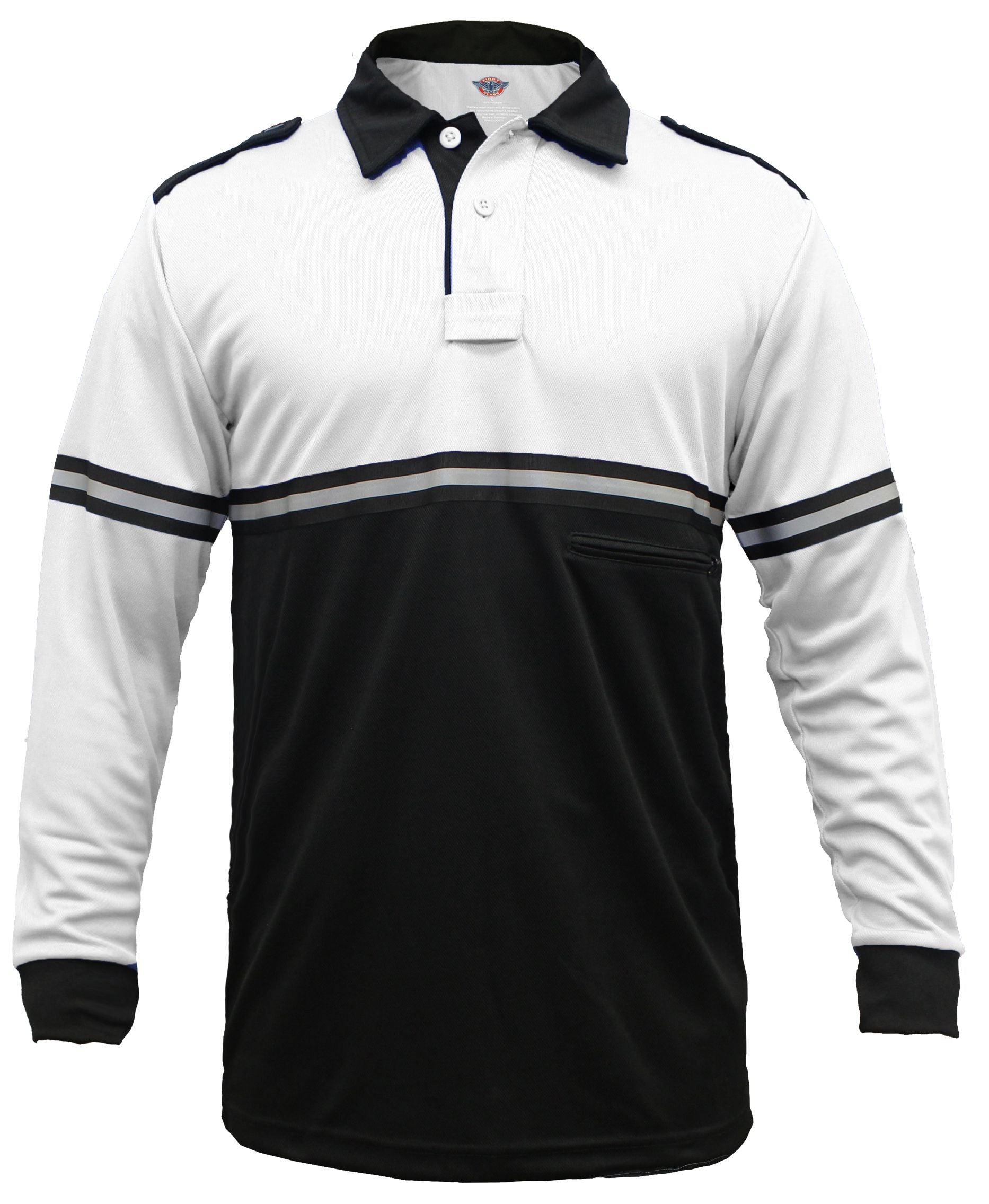 Ryno Gear Two Tone 100% Polyester Bike Patrol Long Sleeve Polo Shirt with Zipper Pocket