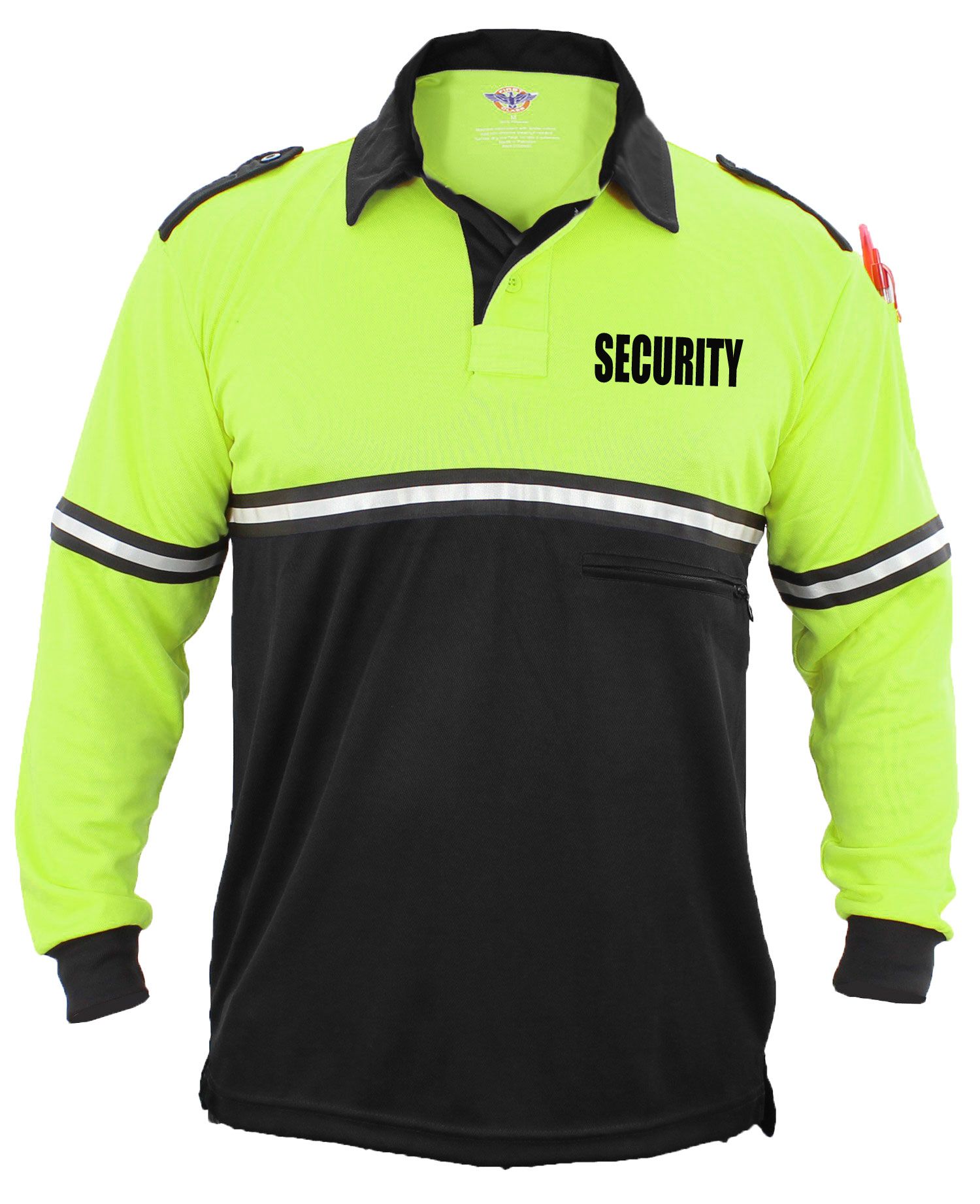 Ryno Gear Two Tone 100% Polyester Police Bike Patrol Long Sleeve Polo Shirt with Zipper Pocket