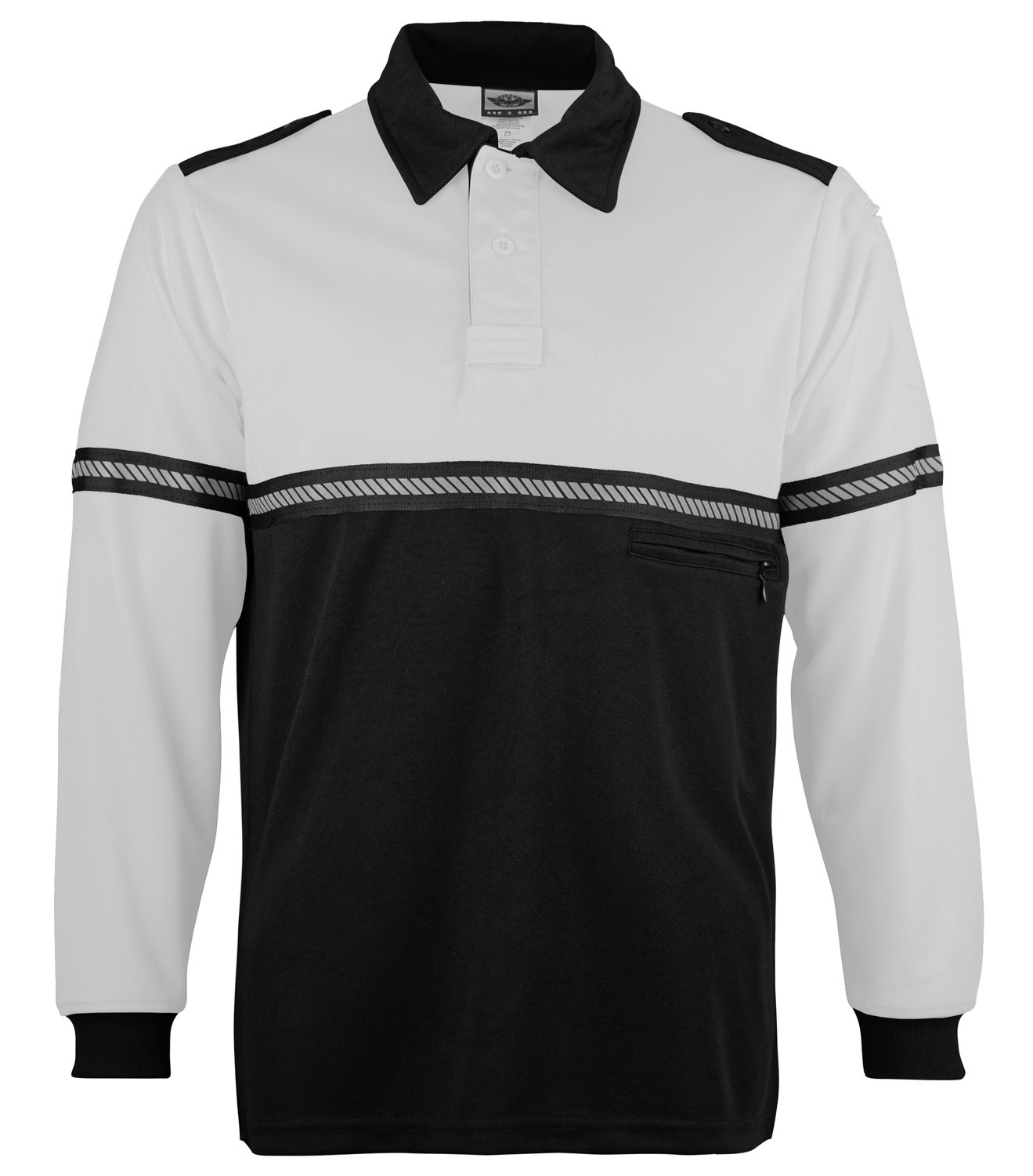 Ryno Gear Two Tone 100% Polyester Bike Patrol Long Sleeve Polo Shirt with Zipper Pocket and Hash Reflective Tape (No ID)